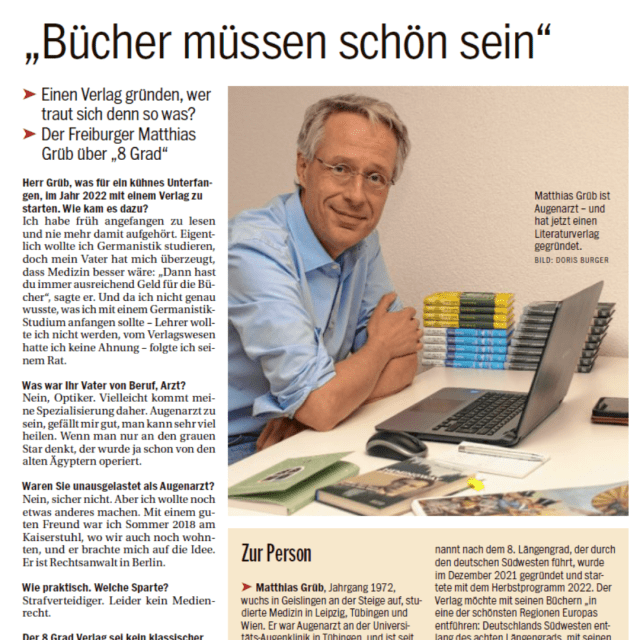 Bücher müssen schöne sein - 8 grad verlag